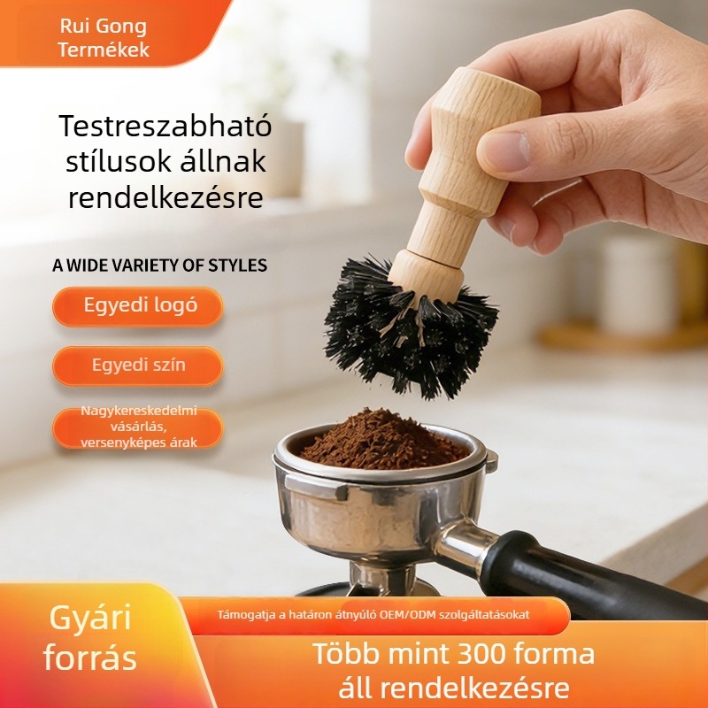 Kávéőrlő és kávéfőző tisztító ecset, nyéllel; nylon sörték; pormaradványok tisztítása; poharak tisztítása