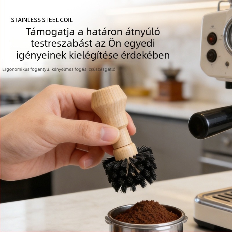 Kávéőrlő és kávéfőző tisztító ecset, nyéllel; nylon sörték; pormaradványok tisztítása; poharak tisztítása