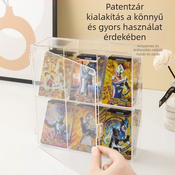 Átlátszó baba kiállító polc porvédő fedéllel, asztali tároló és kiállításra