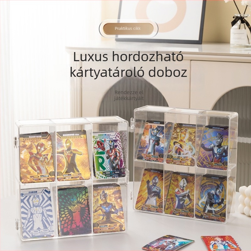 Átlátszó baba kiállító polc porvédő fedéllel, asztali tároló és kiállításra