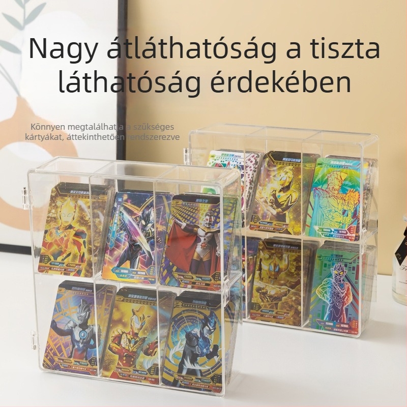 Átlátszó baba kiállító polc porvédő fedéllel, asztali tároló és kiállításra