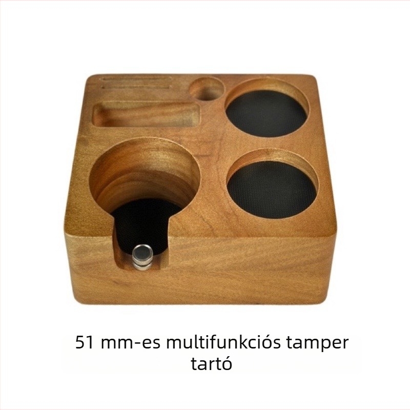 Állítható tömörfa kávé tampaló alap, fogantyú-támasztó keret, sokoldalú, 51/54 mm-es és 58 mm-es univerzális kompatibilitás
