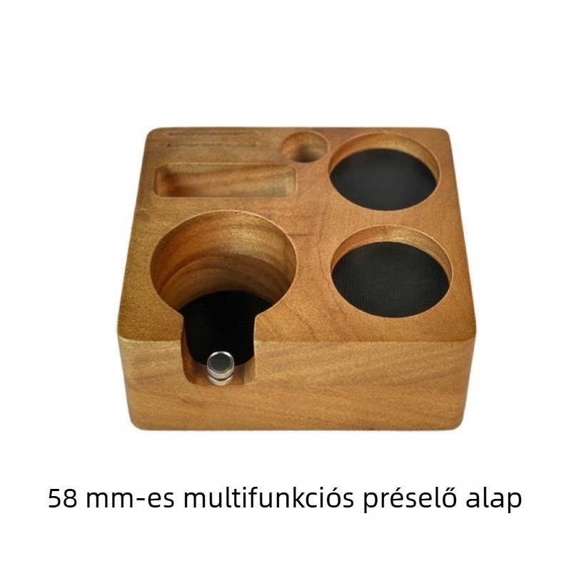 Állítható tömörfa kávé tampaló alap, fogantyú-támasztó keret, sokoldalú, 51/54 mm-es és 58 mm-es univerzális kompatibilitás