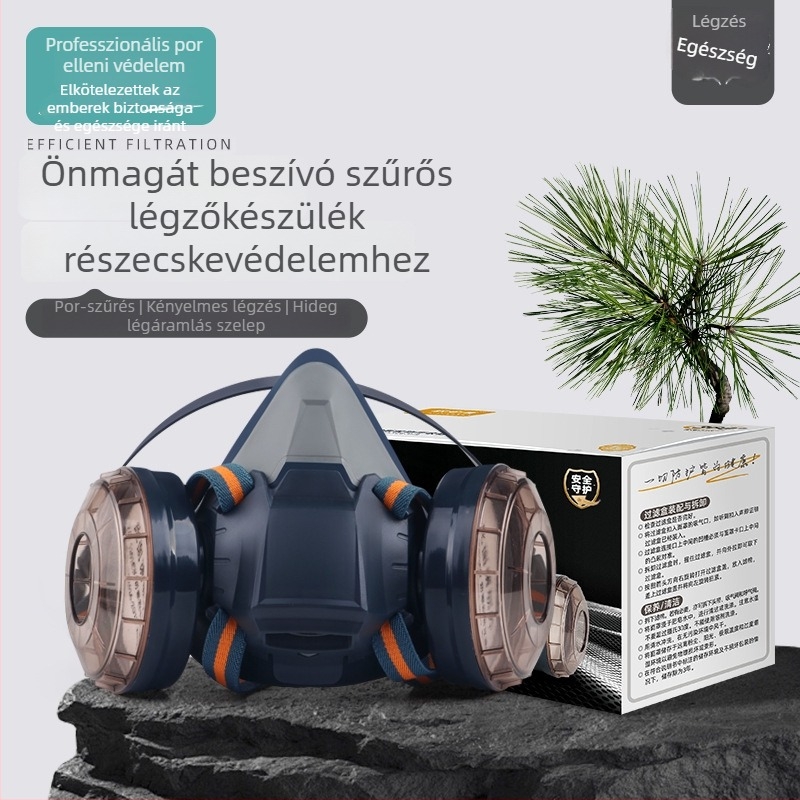 Job Health M100 Gumírozott teljes arcmaszk ipari por ellen, csiszoláshoz és felújításhoz – lélegző