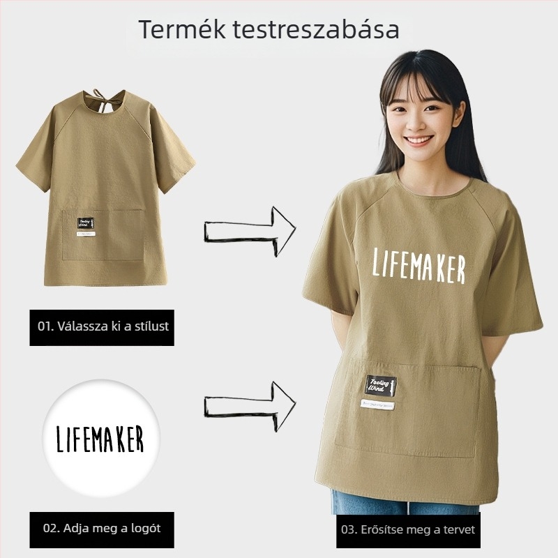 Divatos vízálló rövid ujjú kötény konyhához és otthonhoz, karikatúra mintás, olajálló, catering munkaruházat női felnőttnek. Egy méret mindenkinek megfelel