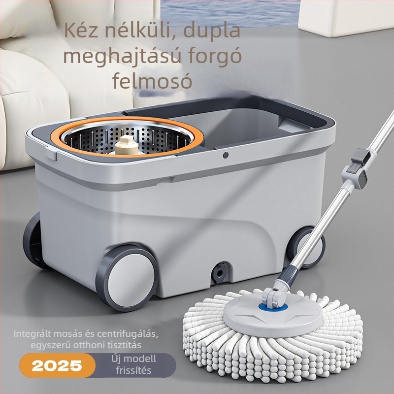 Kéz nélküli, kettős meghajtású felmosó és vödör készlet otthoni tisztításhoz, húzórúddal és mozgó fejjel