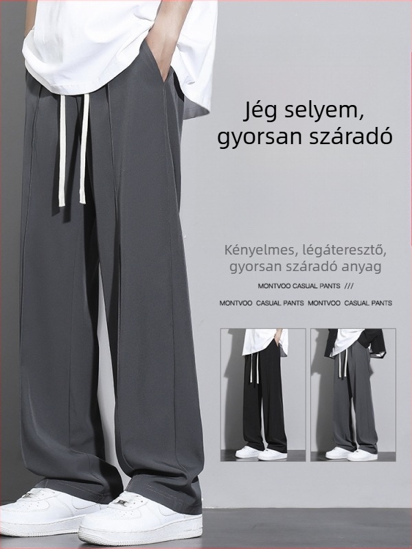 NASA Ice Silk férfi nyári casual nadrág – vékony, laza fazon, széles szárú, egyenes szabás, gyorsan száradó
