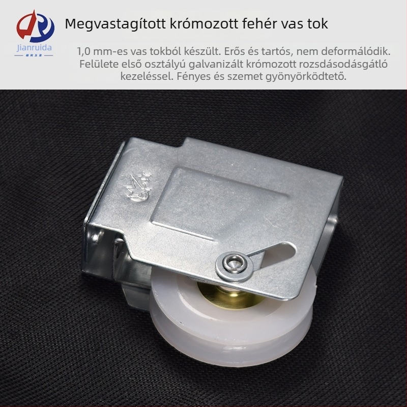 90-es típusú alumínium‑ötvözet csúszó ablak görgő, alsó sínhez, Ø41 mm, szélesség 22 mm, magasság 48 mm, tengely Ø15 mm, teherbírás 28 kg