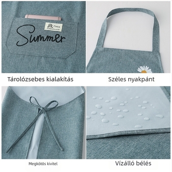 Női konyhai lenvászon kötény - könnyű, vízálló és olajálló, ujjatlan, nyári stílus