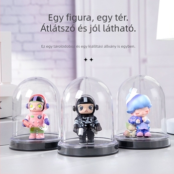 Átlátszó, henger alakú bemutató doboz porvédett fedéllel tartósított virágok és játékdíszek tárolására