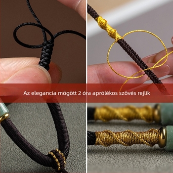 Prémium jáde medál fonott zsinórral, Buddha motívummal, férfi nyaklánc