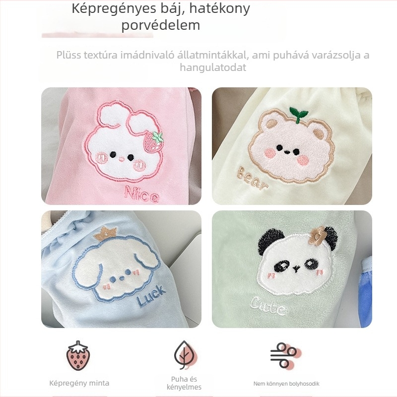 Gyerekek téli hosszú bolyhos ujjvédők – szennyeződés elleni védelem íráshoz, aranyos mintájú lányoknak