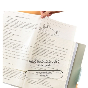 A3 méretű vizsgalapok tárolófüzet átlátszó zsebekkel, többszintű dokumentumzsebekkel diákok számára