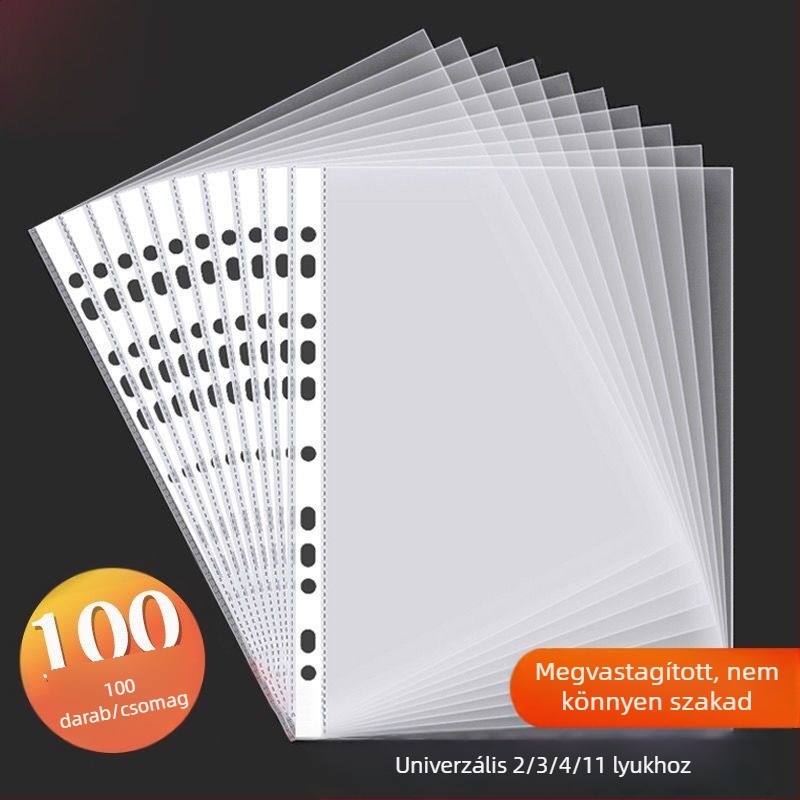11-lyukas PVC fájlmappa beilleszthető oldalakkal, hordozható üzleti rendező