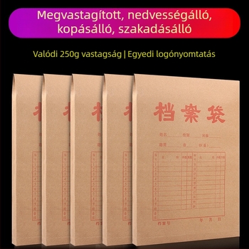A4-es vastagított kraftpapír irattartó taska, dokumentumok tárolására, logó nyomtatási lehetőséggel