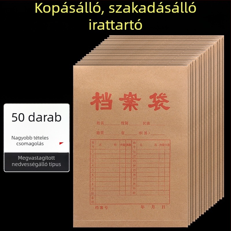 A4-es vastagított kraftpapír irattartó taska, dokumentumok tárolására, logó nyomtatási lehetőséggel