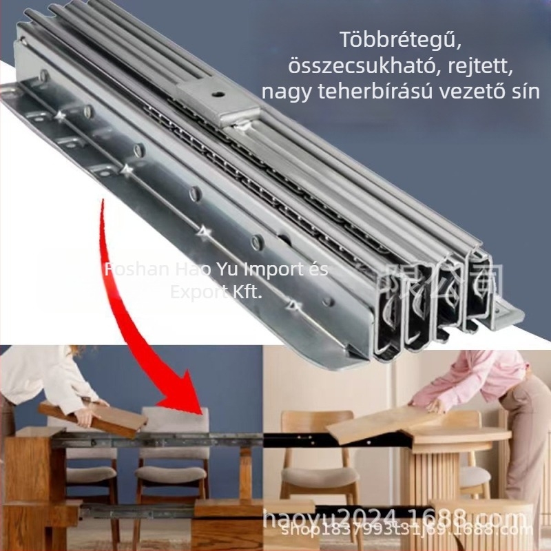 Rejtett csúszó sín nehéz terhelésű, több részes összecsukható étkezőasztalhoz