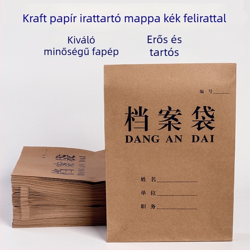Kék kraftpapír A4 méretű fájl tasak, kötélzárással