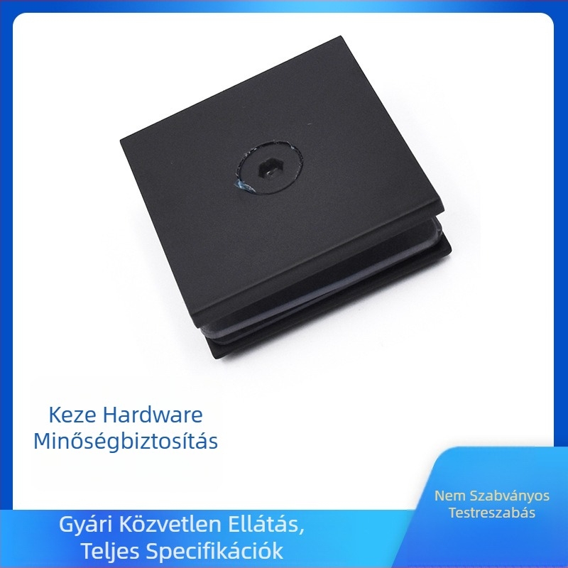 Rozsdamentes acélból készült üveg rögzítő klipe fekete zsanérral, fürdőszobához
