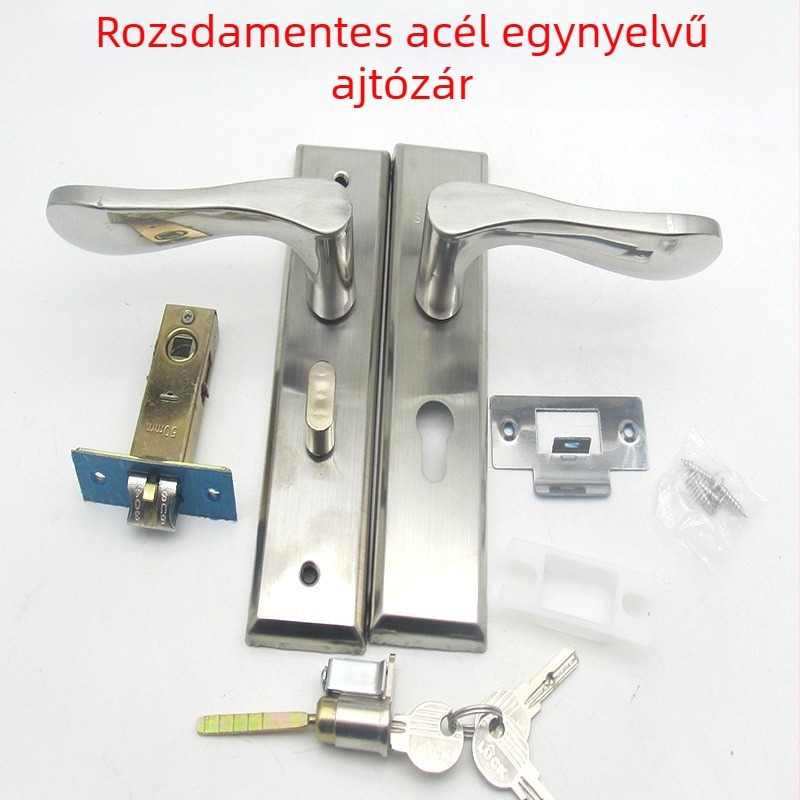 Rozsdamentes acél belső ajtózár, fa- és alumínium ajtókhoz, kulccsal