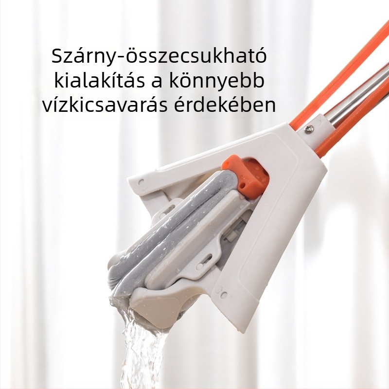 2026 Új modell fehér szivacsos mopfej automatikus kicsavaró rendszerrel, kéz nélküli takarításhoz