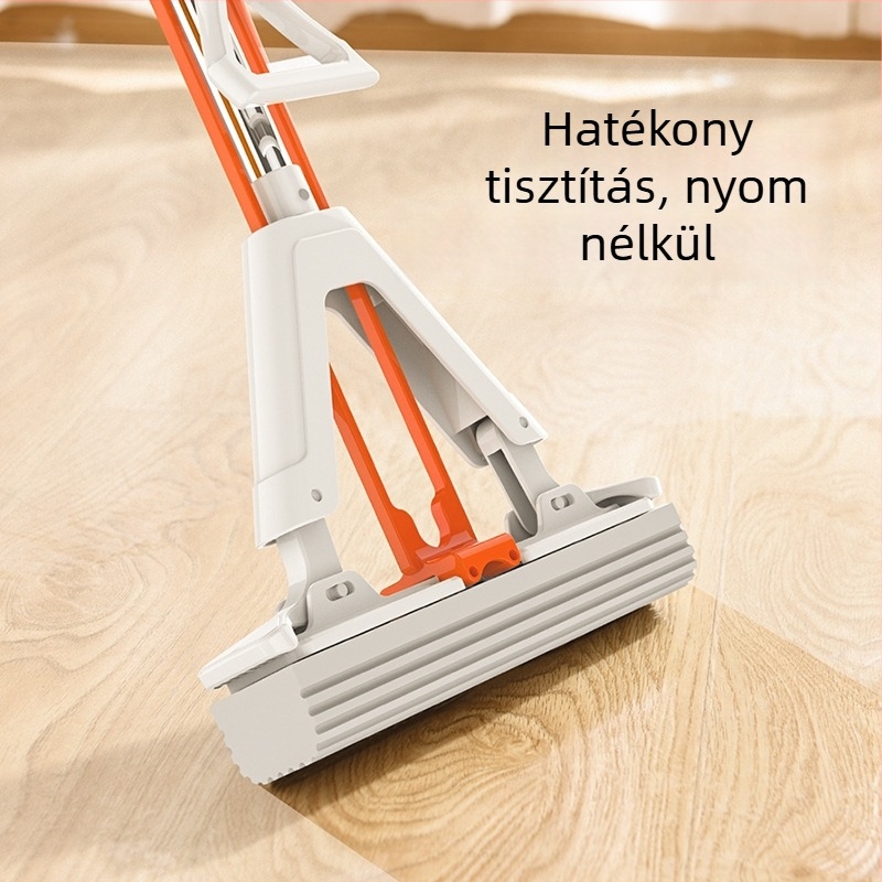 2026 Új modell fehér szivacsos mopfej automatikus kicsavaró rendszerrel, kéz nélküli takarításhoz