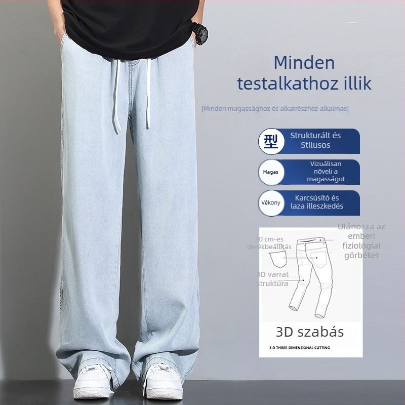 ACU férfi Lyocell laza szabású, egyenes szárú casual nadrág, nyár 2026, vékony anyag