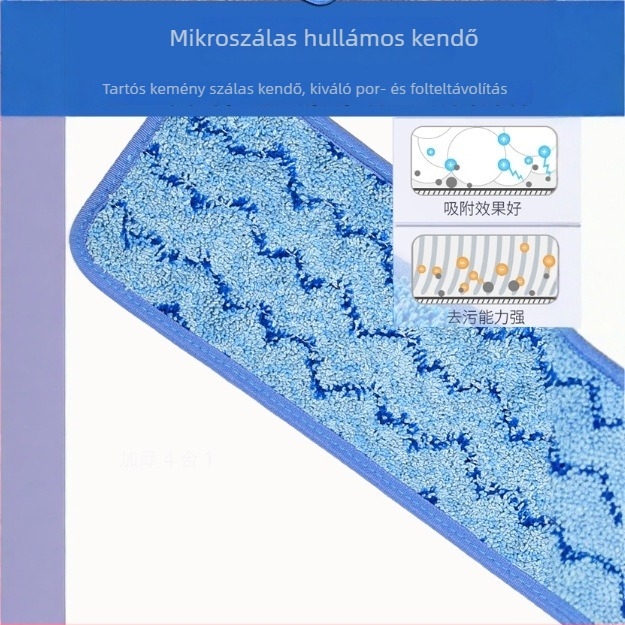 Lapos felmosó ultra-finom mikroszálas hullámos mintázatú szövettel, színkódolt rendszerrel, leválasztható és mosógépben mosható magas hőmérsékleten, otthoni használatra.