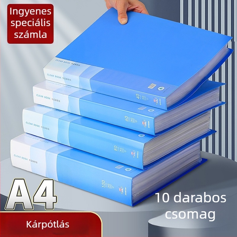A4-es többszínű mappa beillesztett oldalakkal, 60 oldal kapacitás