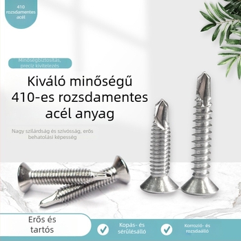410 rozsdamentes acél lapos fejű Philips önmetsző csavarok ajtó- és ablaktelepítéshez