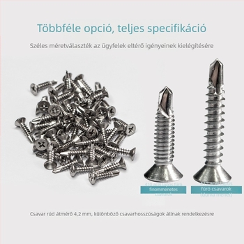 410 rozsdamentes acél lapos fejű Philips önmetsző csavarok ajtó- és ablaktelepítéshez