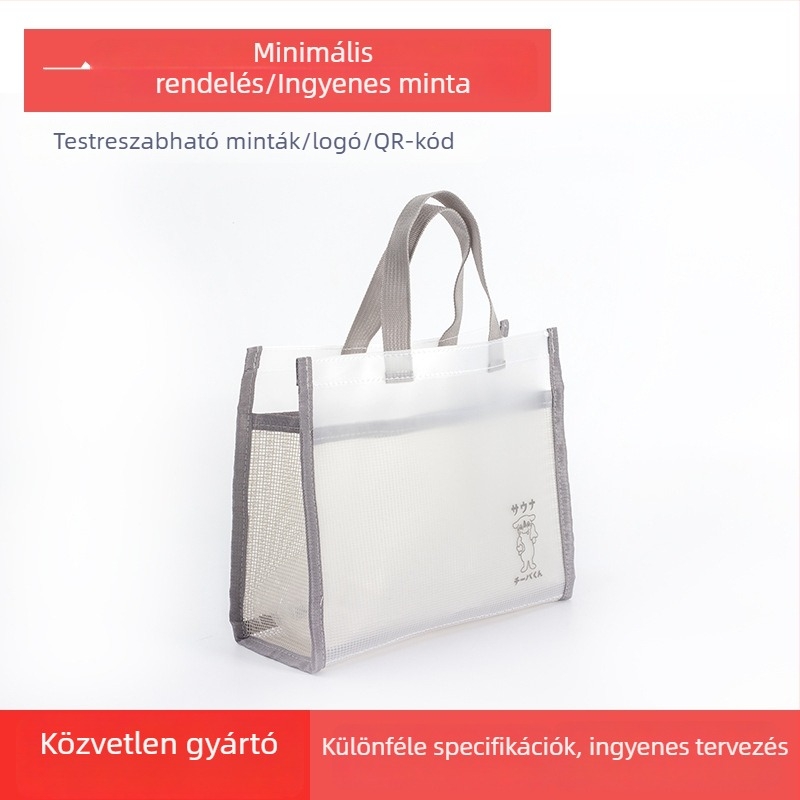 Átlátszó nylon hálós dokumentumtáska cipzárral, két‑szintű rendezővel és osztályozó címkékkel