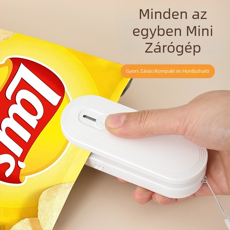 Mini harapnivaló-zárógép, 2 az 1-ben vágás és zárás, tölthető hordozható vákuumzáró készülék otthoni használatra