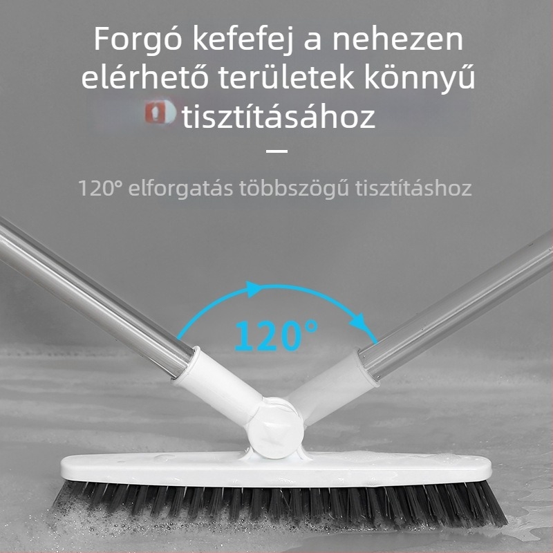 Hosszú nyelű padlóecset kemény sörtékkel, csempesorokra és fürdőszobai tisztításra, eléri a nehezen hozzáférhető sarkokat és a WC környékét.