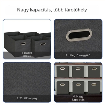 Fekete nem szövött tároló doboz, összecsukható, fedél nélküli, ruhák és nadrágok tárolására, otthoni rendszerezés, testreszabható