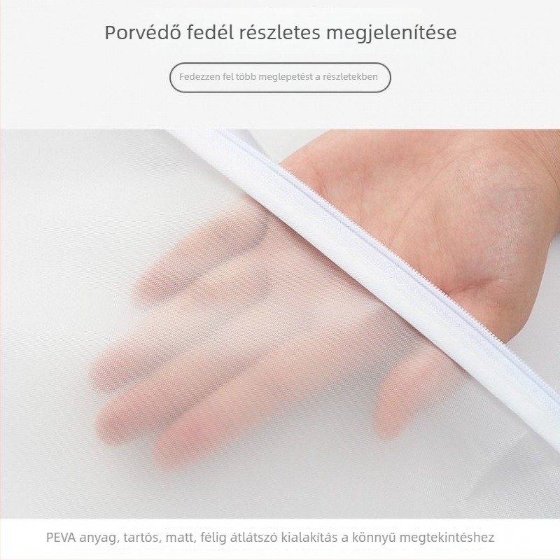Átlátszó, teljesen zárt ruhatartó táska vállfákhoz – porvédő tok kabátok és öltönyök számára otthoni gardróbban