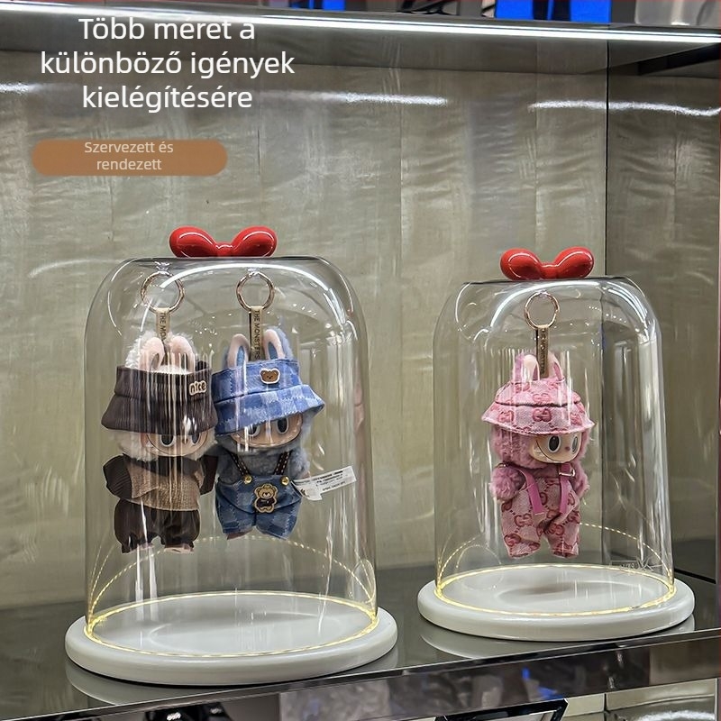 Testreszabott Labubu figura kiállítódoboz, átlátszó tároló doboz porvédő fedéllel