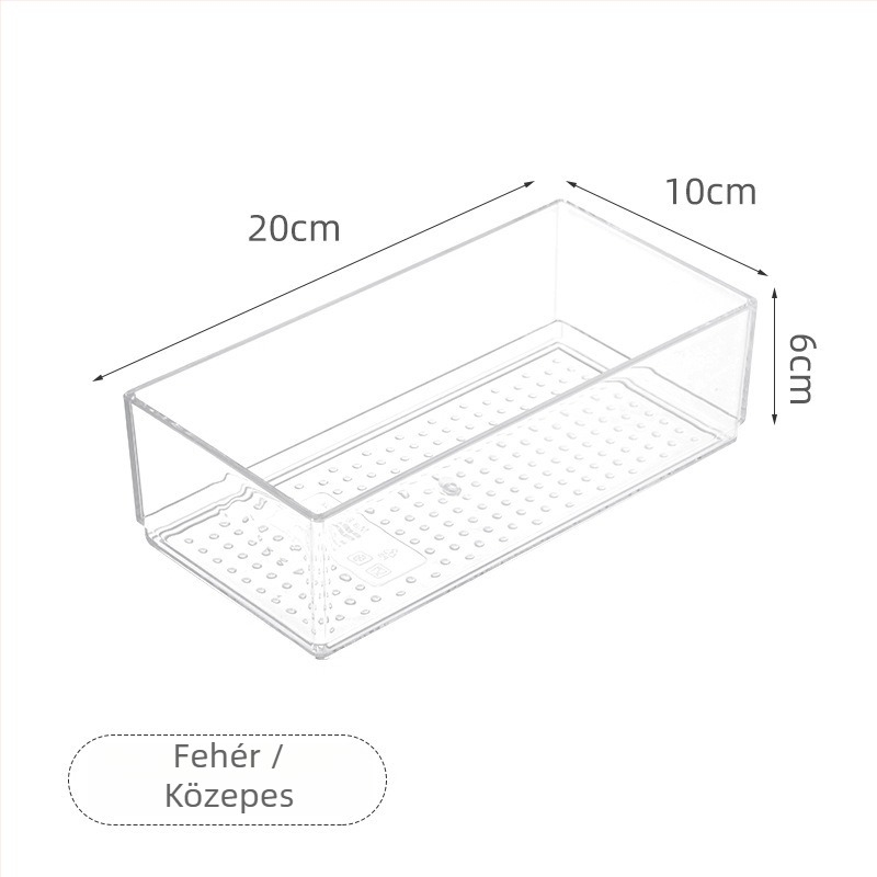 Átlátszó műanyag fiók rendező rekeszekkel, konyhai edényekhez és kozmetikumokhoz