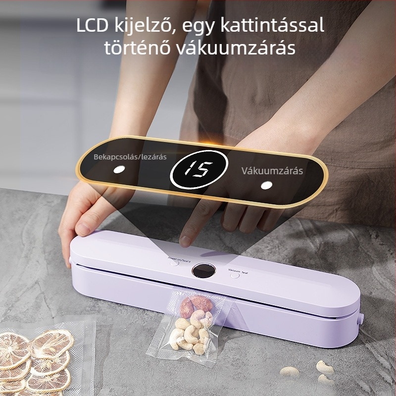Digitális kijelzős vákuumzáró készülék vezeték nélküli töltéssel az élelmiszerek frissen tartására
