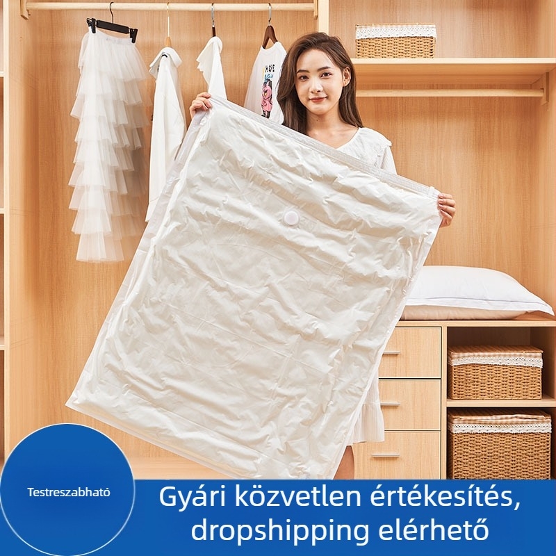 Extra-nagy vákuum-tömítő taska, vastagított, vízálló és kopásálló, ágynemű és ruházat számára