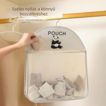 Függő tároló táska fehérnemű és zokni számára, hálós rendező a szekrényhez vagy kollégiumhoz, ajtó mögött