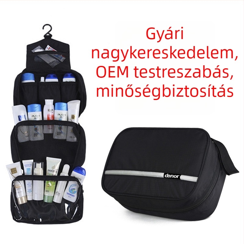 Függő utazási kozmetikai táska, 3 az 1-ben, összecsukható, vízálló, száraz-nedves elkülönítés