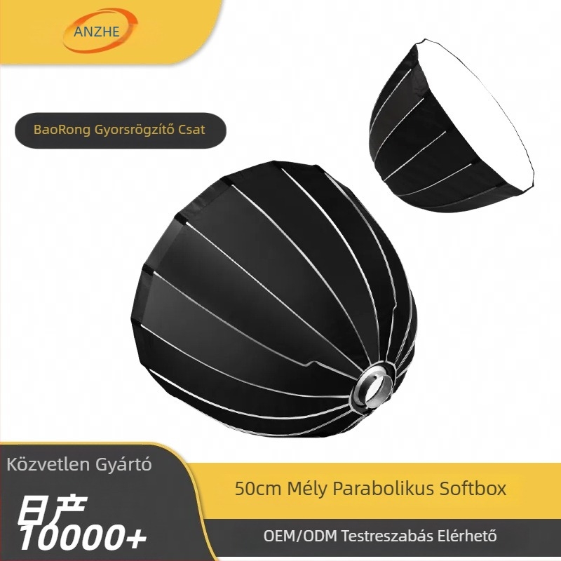 50 cm-es gyorsan telepíthető softbox fotófény-diffúzorral, mély parabolikus rács, univerzális Bowens-mount élő közvetítéshez