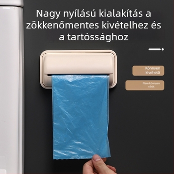 Konyhai falra szerelhető műanyag zacskó tartó, kihúzható tárolóedénnyel