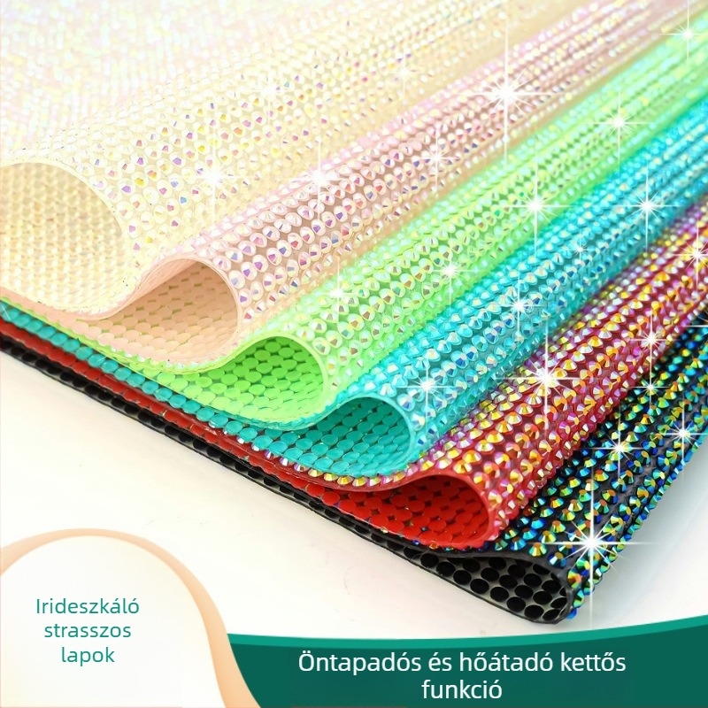 Öntapadós kristály strasszok DIY ékszerekhez és ruházati kiegészítőkhöz, színes hotfix kövek, autókhoz használható kristálycsík, méret 24×40 mm (hossz testreszabható)