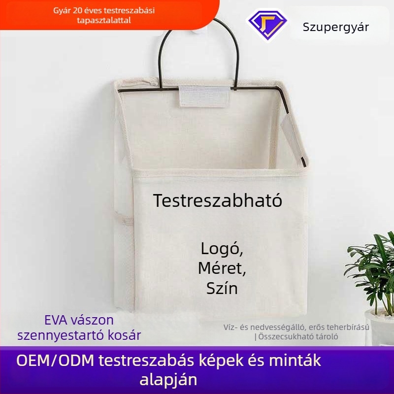 Pamut falra szerelhető tároló táska fürdőszobába és kollégiumba