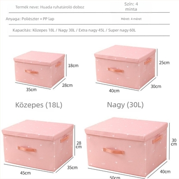 Személyre szabható, összecsukható textil tároló doboz fedéllel, fehérneműknek, ruháknak, játékoknak és nassolnivalóknak