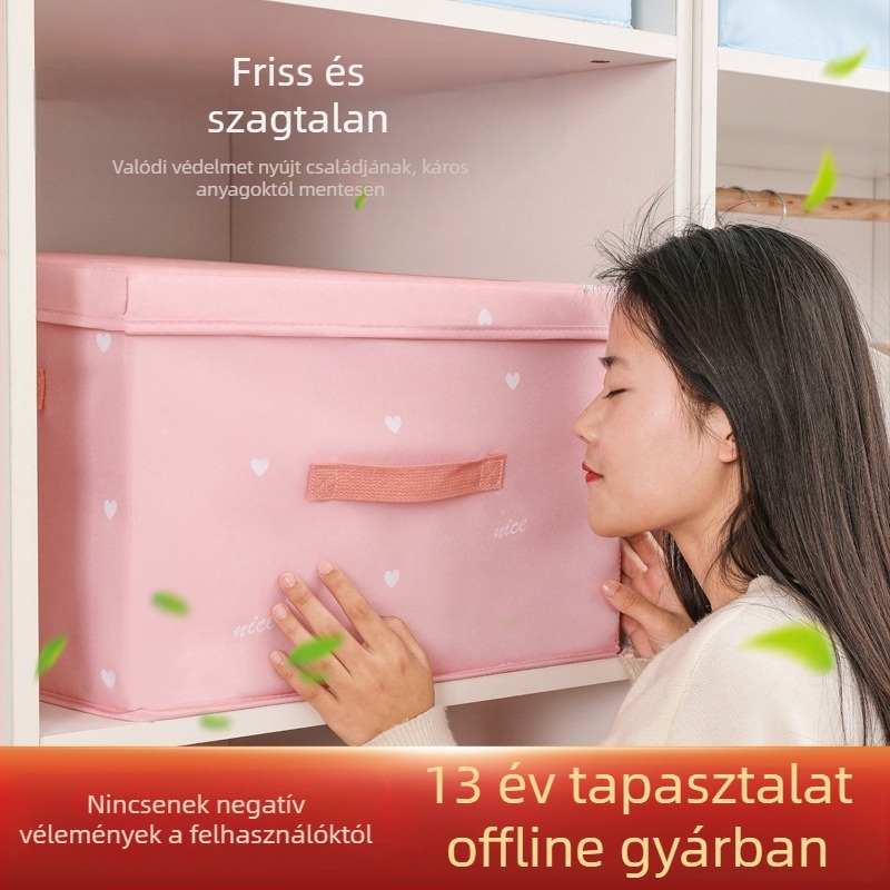 Személyre szabható, összecsukható textil tároló doboz fedéllel, fehérneműknek, ruháknak, játékoknak és nassolnivalóknak