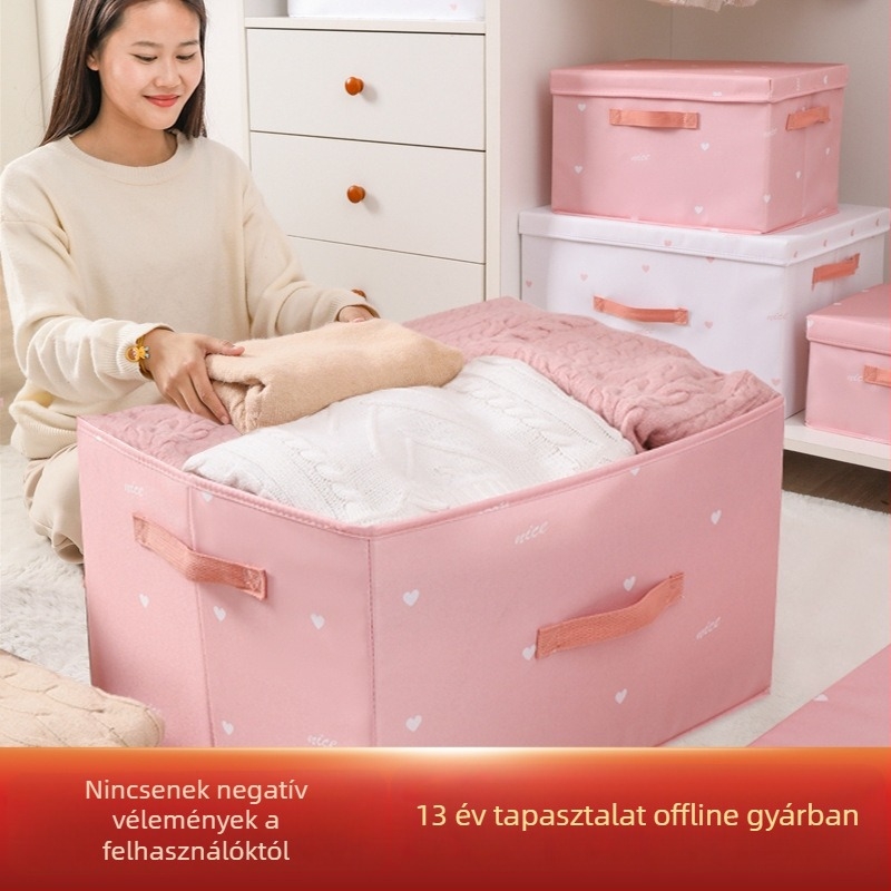 Személyre szabható, összecsukható textil tároló doboz fedéllel, fehérneműknek, ruháknak, játékoknak és nassolnivalóknak