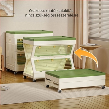 Háromajtós összecsukható tároló szekrény flip-top fedővel, ruhákhoz, paplanokhoz, nassolnivalókhoz és játékokhoz
